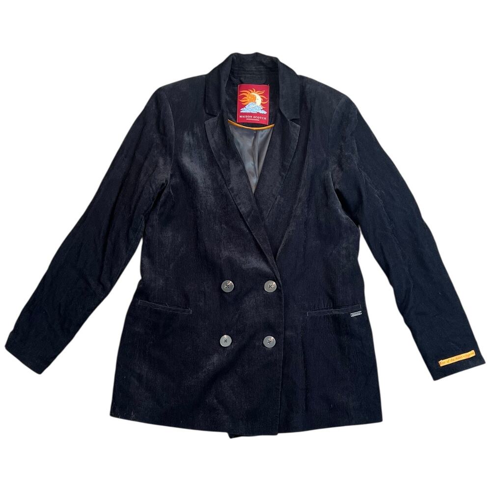 Maison Scotch Black Corduroy Double Breasted Blazer Women’s L